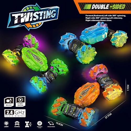 Image of Remote Control Stunt Car for Kids | Drift Stunt Car with Spray Smoke, LED Lights | 4WD Gesture Sensing 360 Rotating Double Sided | Hand Gesture RC Cars for Adults & Kids