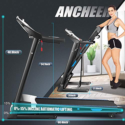ANCHEER Treadmills for Home, 3.25HP APP Folding Treadmill with Automatic Incline, Walking Running Jogging Machine for Home/Gym Cardio Use