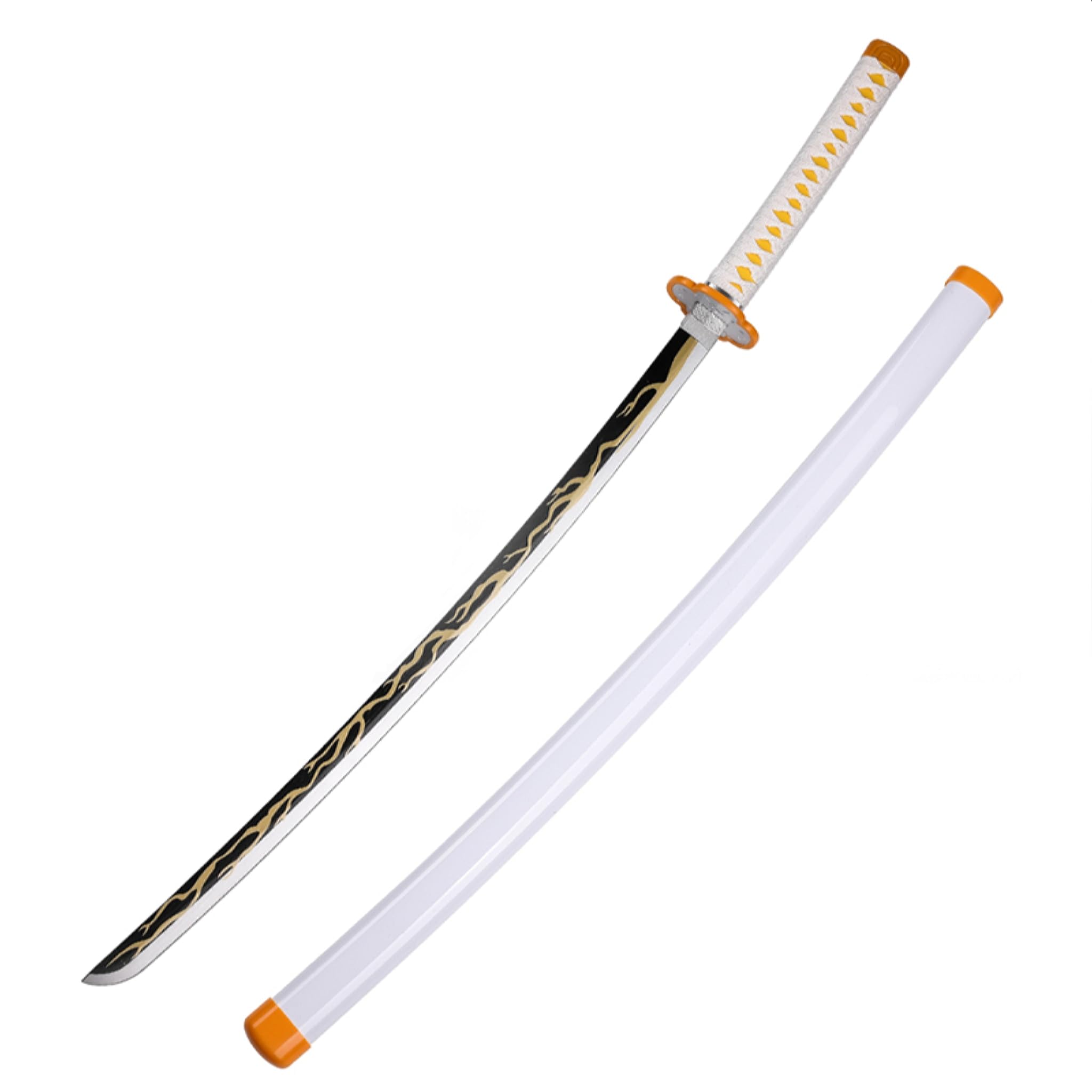 Next Level Cosplay Replica Prop Demon Slayer Zenitsu Agatsuma Nichirin Wooden Blade | 104cm Wooden Blade with Detailed Hand-Painted Design | Perfect for Cosplay