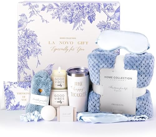Get Well Gifts for Women, Thinking of You Gift Basket, Relaxing Spa Self Care Package with Blanket, Unique Luxury Birthday Idea for Mom Her Best Friends Sister Wife
