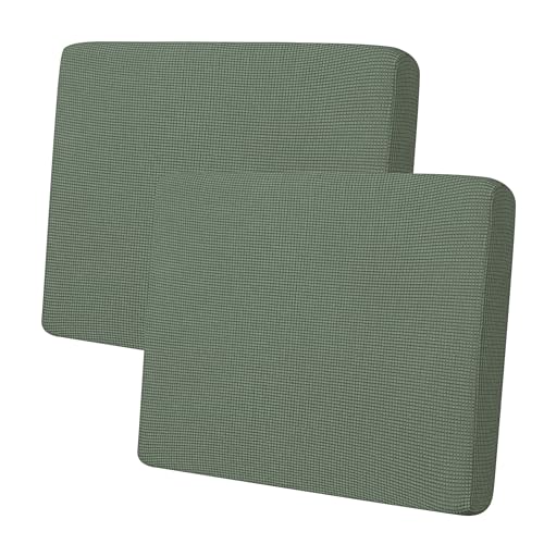 Image of Easy-Going Stretch 2 Pieces Couch Cushion Cover for Sofa Seat | Individual Furniture Protector Sofa slipcover for 2 Cushion Couch Washable Soft with Elastic Bottom Grayish Green