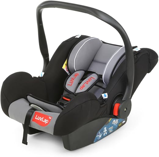 LuvLap 4-in-1 Infant/Baby Car Seat & Carry Cot with Canopy, Convertible Car seat, 5-Point Safety Harness, Rocking & Feeding Chair, Baby Carry Cot, 0 to 15 Months & Weight Upto 13 Kgs (Grey)