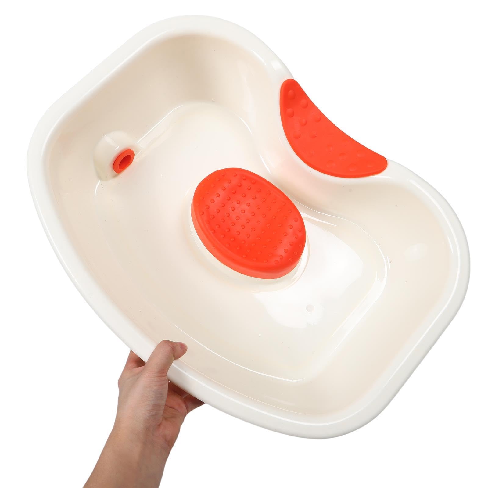 Lavatesta Portatile a Circolazione D'acqua, Struttura Reclinabile U | Bacinella Shampoo Bianca in Plastica, Pulizia Semplice e Drenaggio Rapido, per Saloni e Strutture Assistenziali