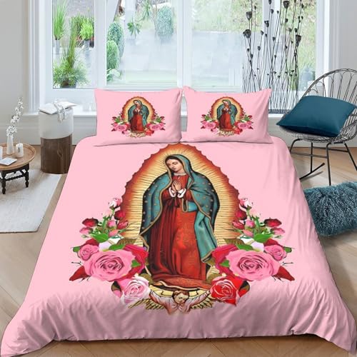 Housse de couette Vierge Marie cadeau communion baptême lit simple