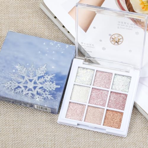 9 Colours Jutqut Glitter Eyeshadow Palette, Sparkling Eye Shadow Palette Shimmer, Cream Makeup Palette Silky Powder, Waterproof Eye Shadow High Pigmented Long Lasting for Women - Image 8