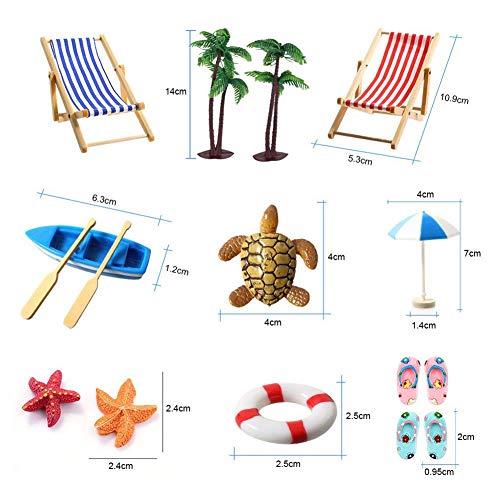 YIKANWEN Strand-Mikrolandschaft Miniliegestuhl Strandkorb Sonnenschirm Kleine Palme Deko Accessoires für Sandkasten… – Bild 5