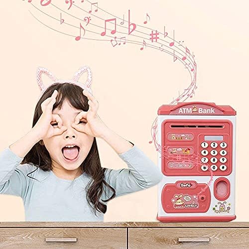 Electronic ATM Piggy Banks for Kids, Money Bank with Password Protection, Automatic Paper Money Scroll Saving Box, Great Christmas Birthday Gift for Boys Girls(Pink)