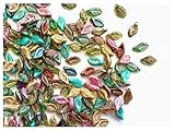 Exquisite 60pcs Assorted Mix 6x12 mm Czech Glass Leaf Beads for Jewelry Making - Premium Quality Glass Beads, Diverse Colors & Textures