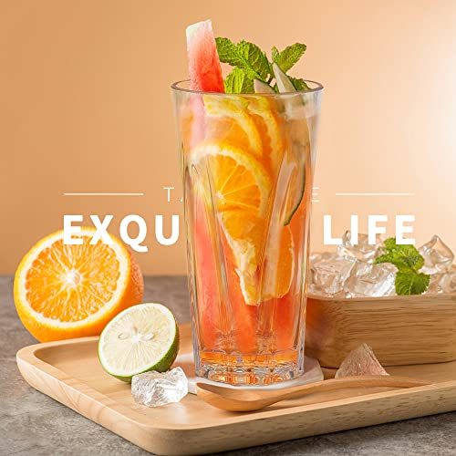 Asashizen Pc Plastic Glasses 430Ml Stackable Set Of 4, Acrylic Drinking Glasses, Dishwasher Safe Tumblers, For Kid To Drink Juice Water, Camping Portable Cups Picnics Bbq’s Parties Cocktail Glass #TOP7