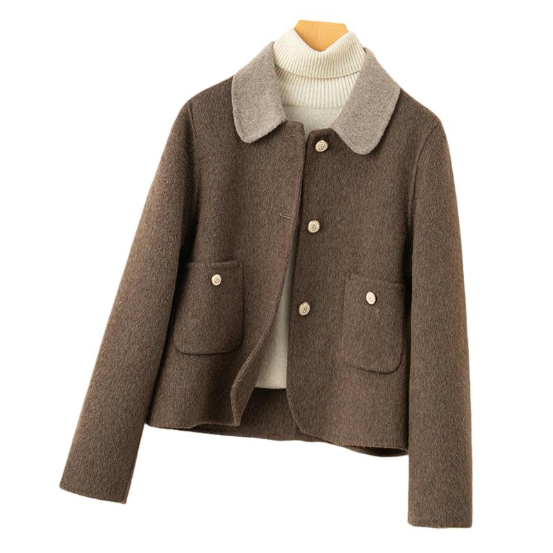 Veste courte en cachemire double face chic pour femme style coréen - 3
