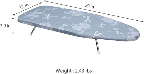 Miniatura 2 de Duwee Tabla de planchar de mesa de 12 x 29 pulgadas con acolchado de fieltro grueso, cubierta resistente al calor, patas de acero inoxidable