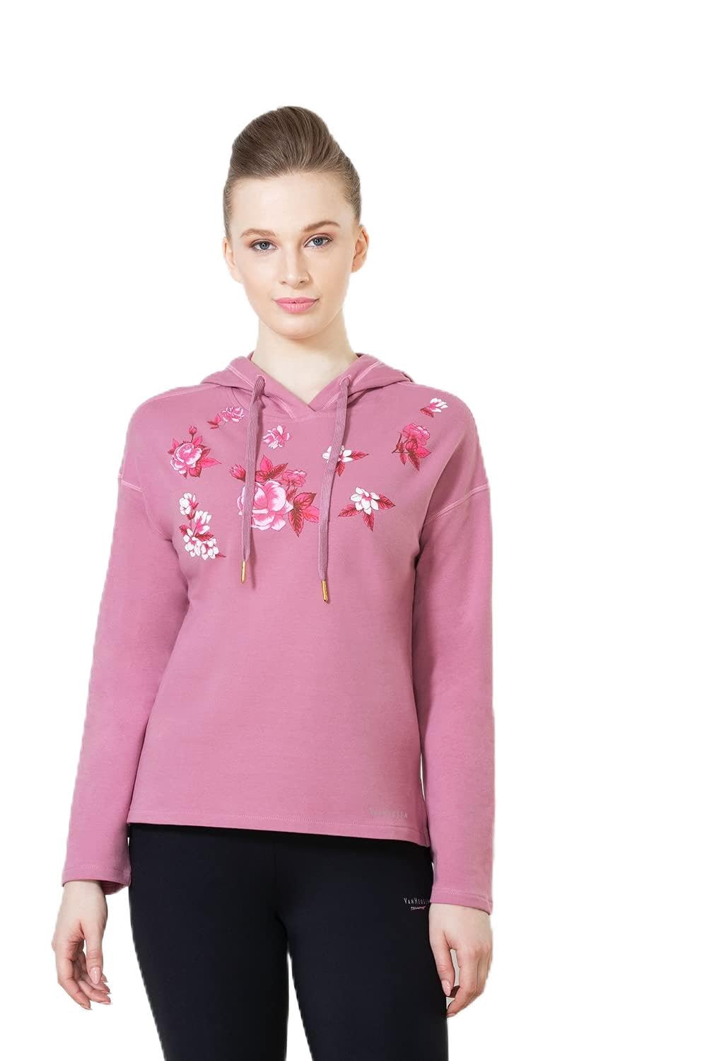 van heusen Cotton Women Athleisure Antiviral Hooded Sweatshirt - Moisture Wicking, Ultra Soft, Reflective Trim-picture-52