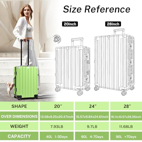Krute Carry On Luggage 20 inch Aluminum Frame Suitcase with Spinner Wheels No Zipper Hardshell PC+ABS Luggages TSA Lock Zipperless Suitcases4