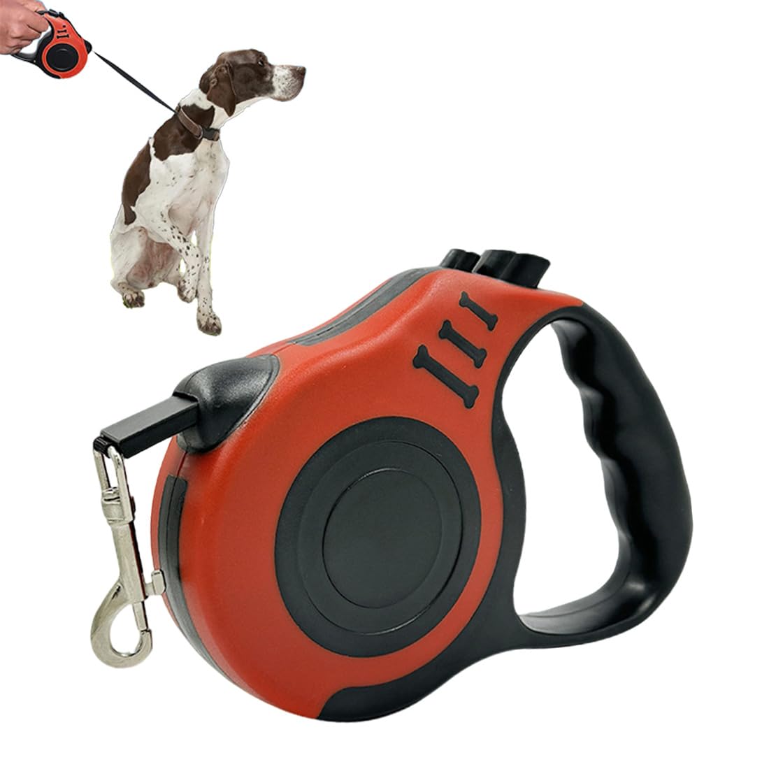 GNALIA Retractable Lead for Dogs, 1 Piece, Extendable, 5 m, Red, with Non-Slip Handle for Small and Medium Dogs up to 15 kg Training and Walks