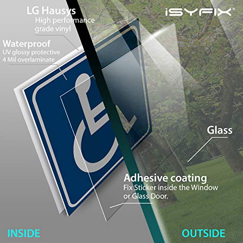 Isyfix Handicap Signs Stickers Decal Symbol - 4 Pack 6X6 Inch - Ada Compliant - Premium Front Adhesive Vinyl For Applying Inside The Window Or Glass Door, Disabled Wheelchair Sign, Disability Sticker. #TOP1