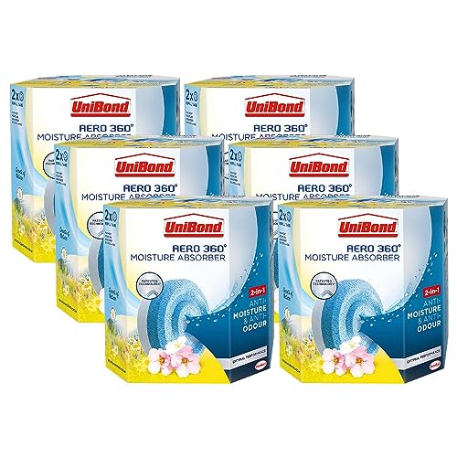 Unibond AERO 360° Moisture Absorber Wildflower Meadow Refill Tab, Aromatherapy, Ultra-Absorbent and Odour-Neutralising Dehumidifier, Condensation Absorbers, Twin Pack (12 x 450g)