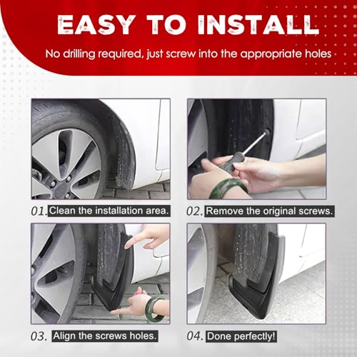 Image of Tecoom No Drill Mud Flaps for Ford Ranger 2024 2025, Not for Raptor, 4Pcs | Front and Rear Car Mudflaps Truck Vehicle Mud Guards Splash Guards Mudflaps Set, Black