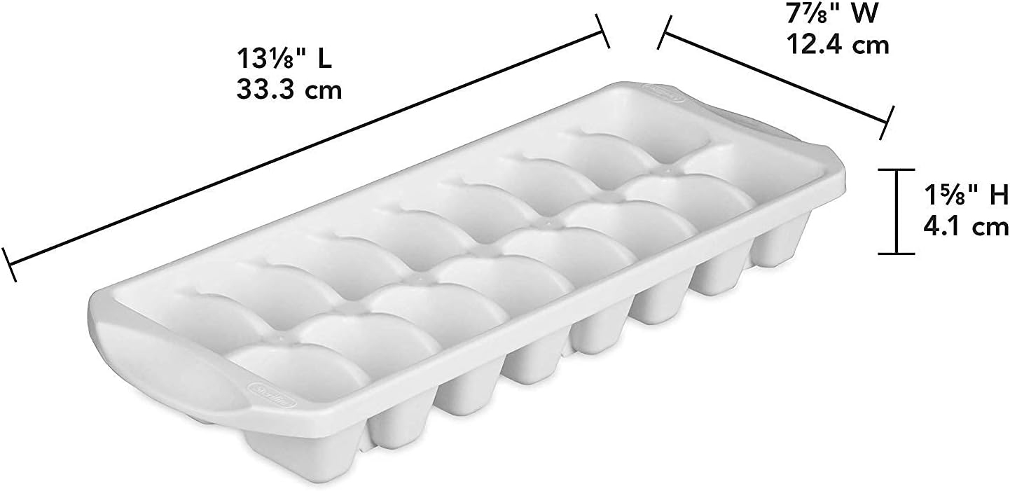 Tribello Ice Cube Trays For Freezer 16 Cubs, Pops Out Easily, BPA-free and Phthalate-free - American Made - White - 2 Pack