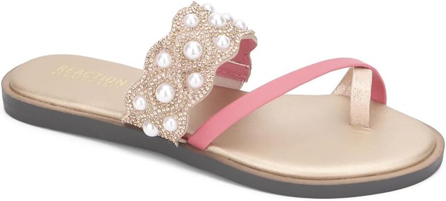 Kenneth Cole Womens Spring X Band Scallop Jewel Flat Sandal