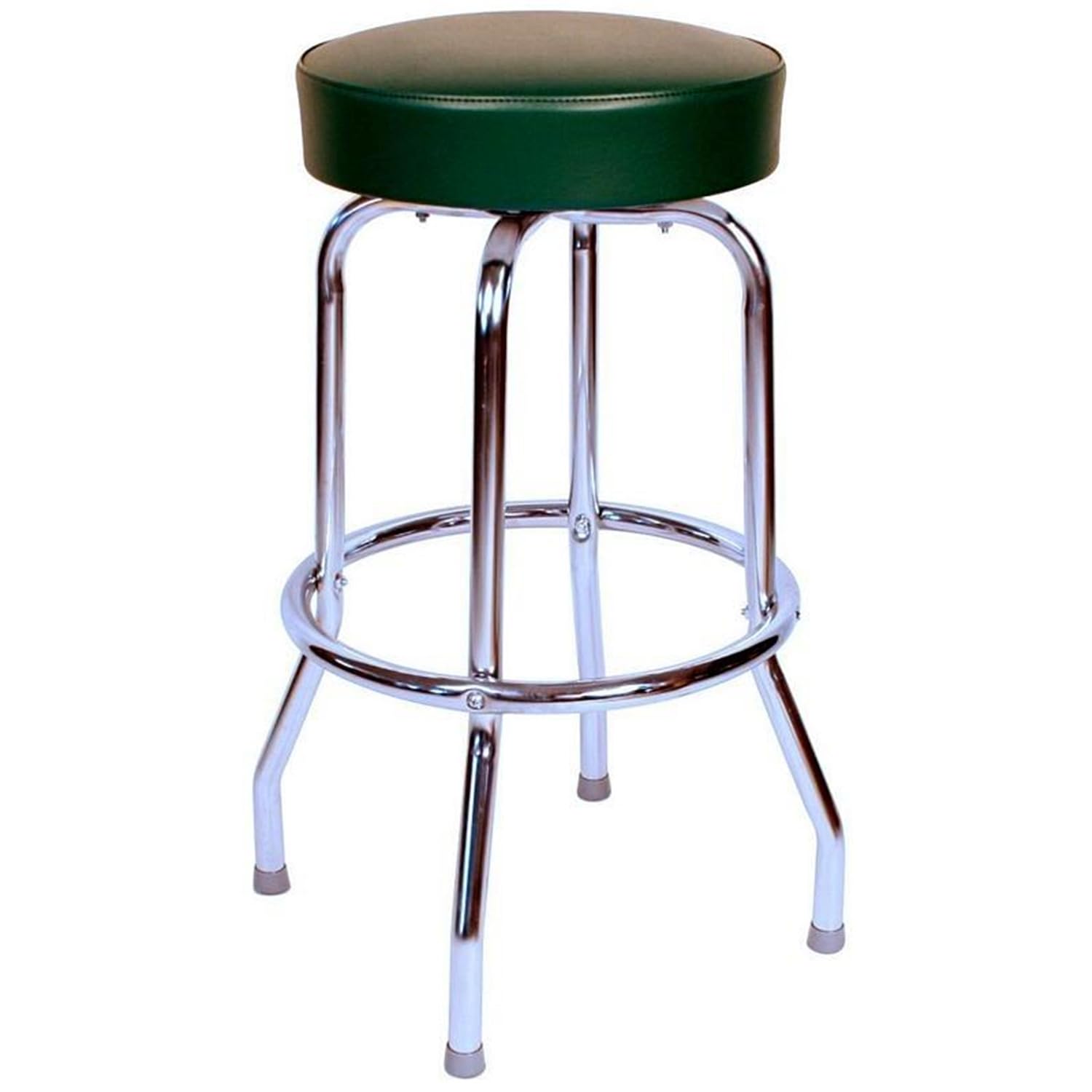 Richardson Seating 24 inch Backless Swivel Bar Stool with Chrome Frame and Green Seat