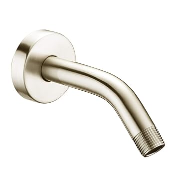 Purelux Shower Arm 6 Inch Universal Replacement Made of Stainless Steel, Brushed Nickel, Shower Arm and Flange Included