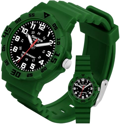 SOCICO Children Analog Watch for Boys Girls Waterproof Time Teaching Watch with Soft Band, Learning Time Wrist Watch Easy to Read Christmas Gifts for Kids Ages 3-12 Great Gifts