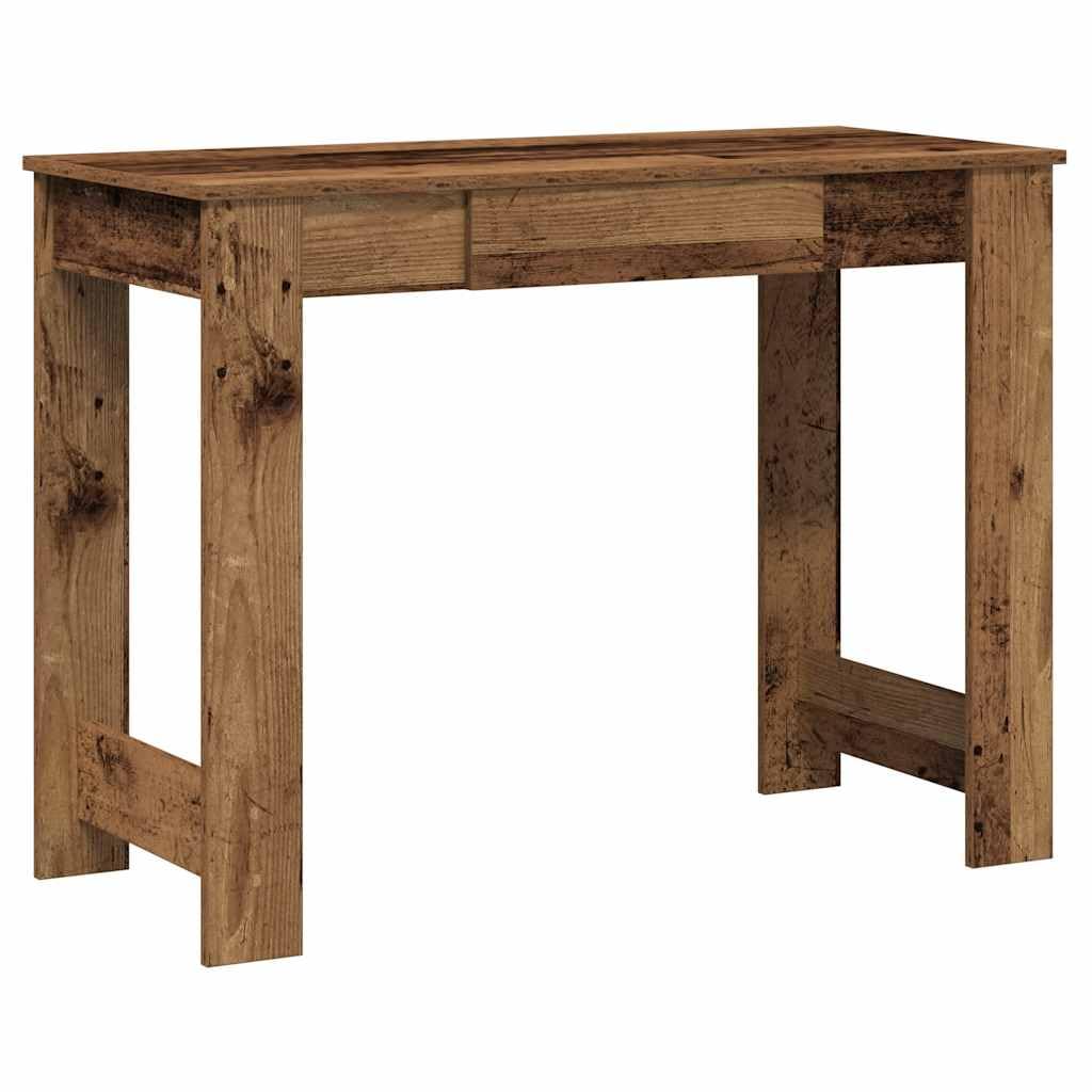 Escritorio con aspecto de madera envejecida, 100 x 45 x 75 cm, mesa de ordenador de madera con amplia superficie de trabajo y mucho espacio para carpetas y dispositivos de PC, versátil