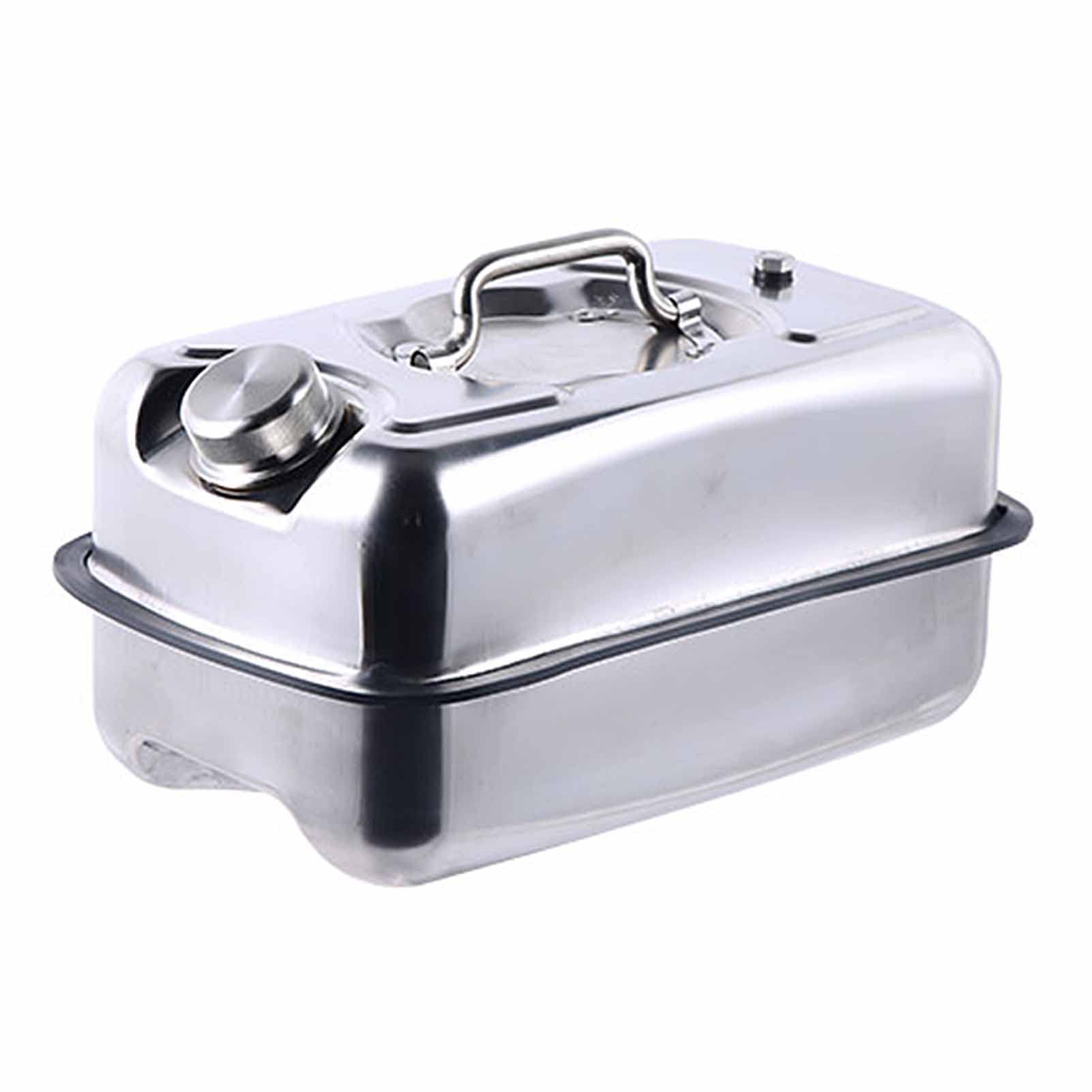 Jerrycan en acier inoxydable pour ravitailler votre véhicule en essence lors de vos voyages