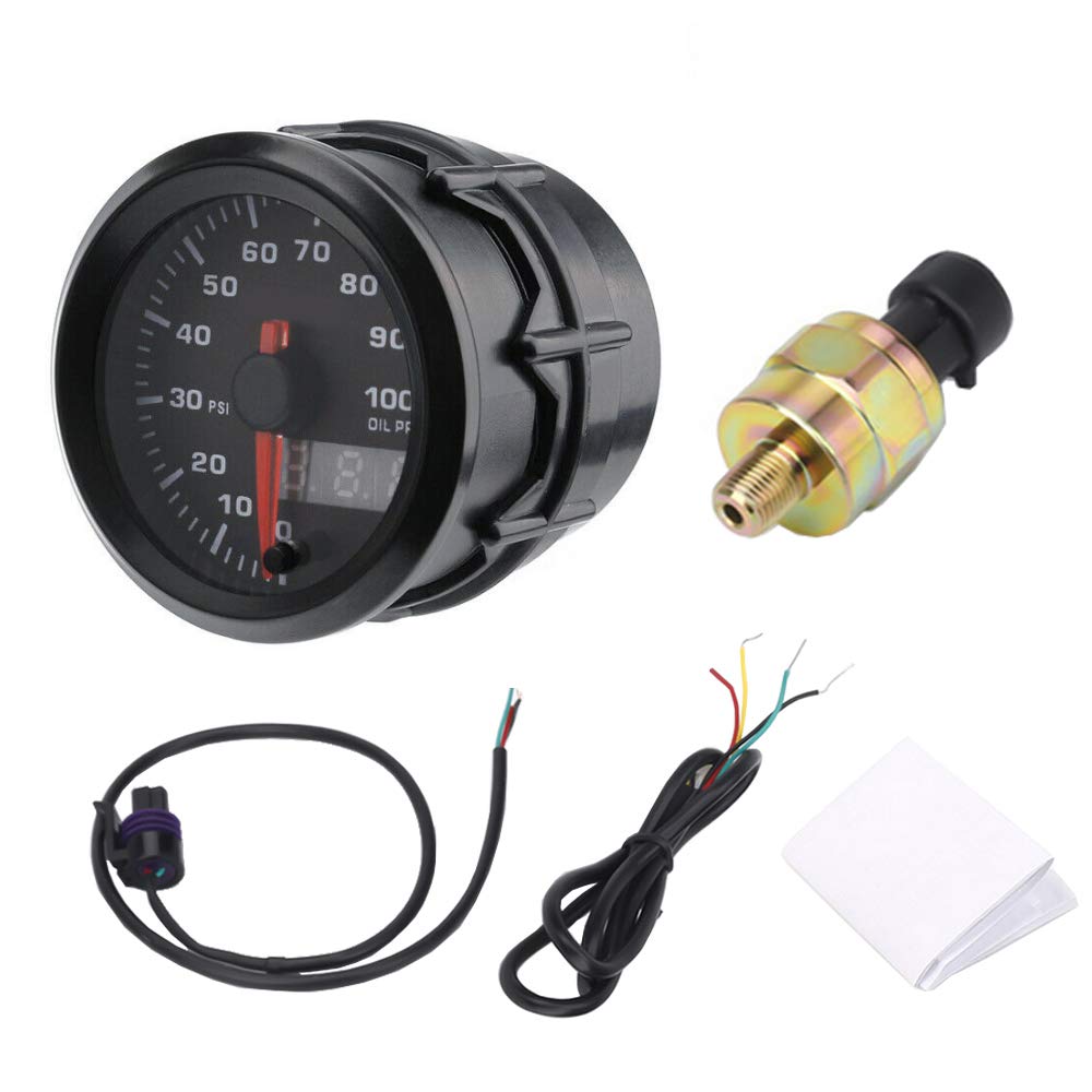 52mm Motore Auto Kit manometro dell'olio frantoio Puntatore Digitale Doppio Indicatore Luminoso a LED 7 Colori Universale