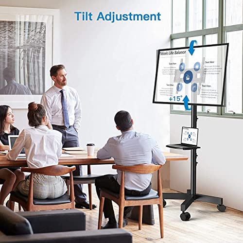 Perlesmith Mobile Tv Stand For 23-60 Inch Lcd Led Flat/Curved Panel Screen Tvs, Tilt Tv Cart Max Vesa 400X400 Portable Tv Stand With Laptop Shelf Rolling Floor Tv Stand Holds Up To 88Lbs (Pstvmc06) #TOP1
