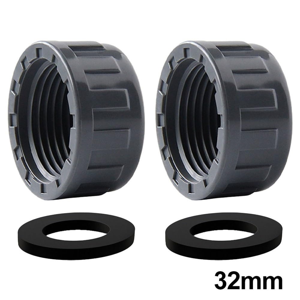 Tapón roscado de PVC con juntas de goma for tapones de tubería de 20-32 mm (2 unidades) for acuarios y peceras.(32mm)