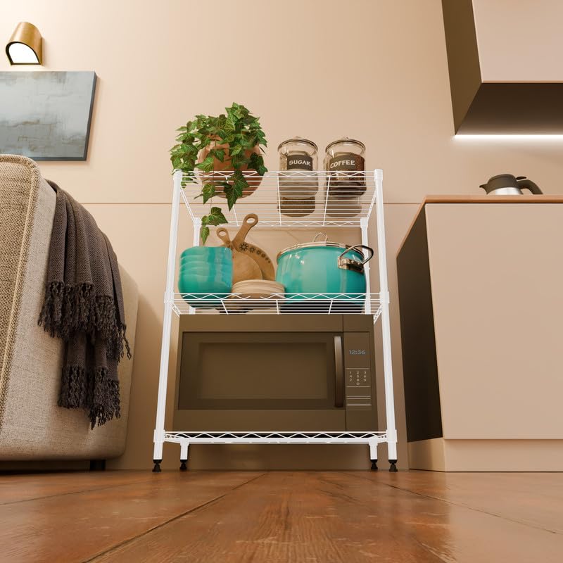 Image of 3-Shelves Heavy Duty Steel Storage Rack | Multipurpose Shelving Unit for Kitchen, Home & Utility
