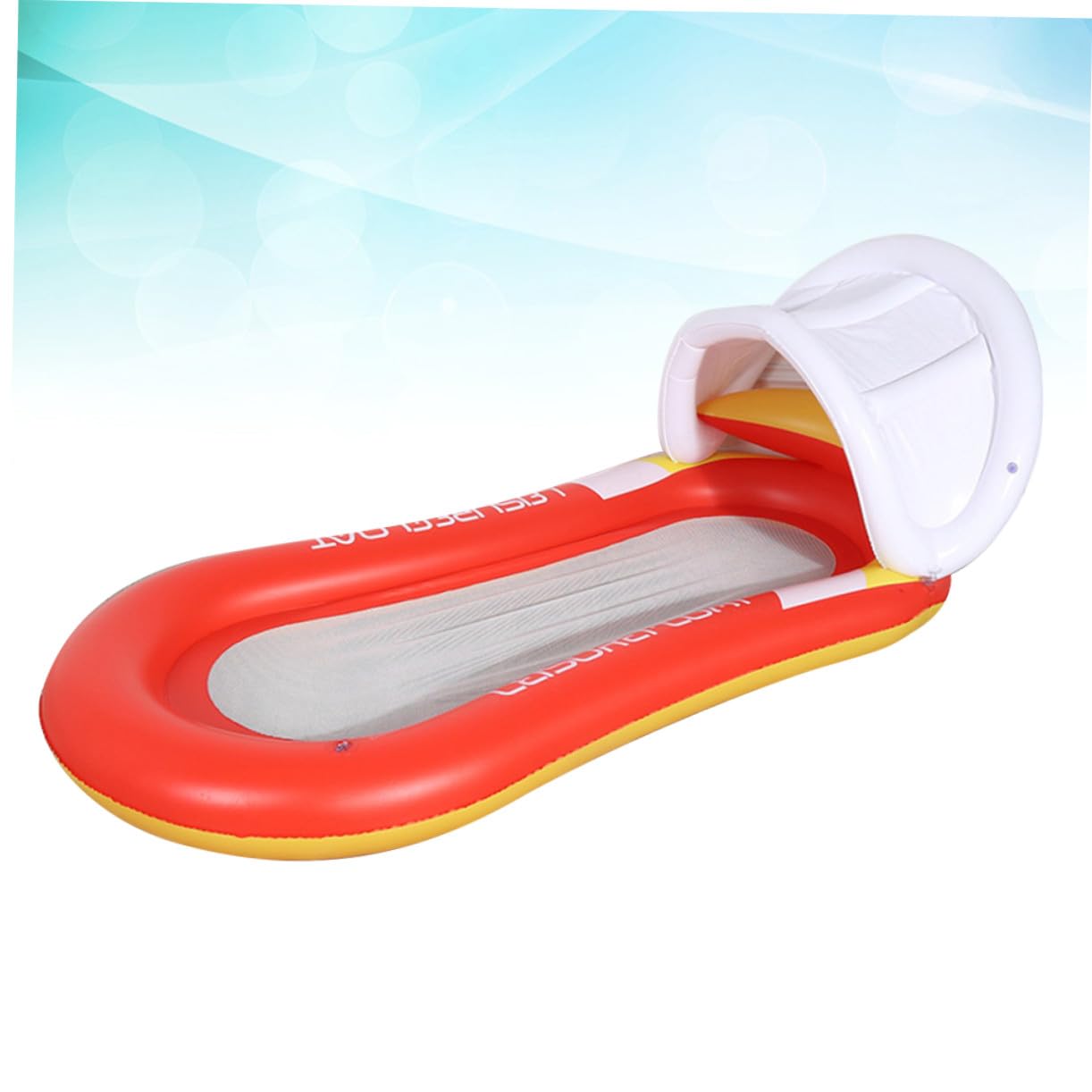 Aufblasbare Wasserhängematte Orange aus PVC mit Sonnensegel