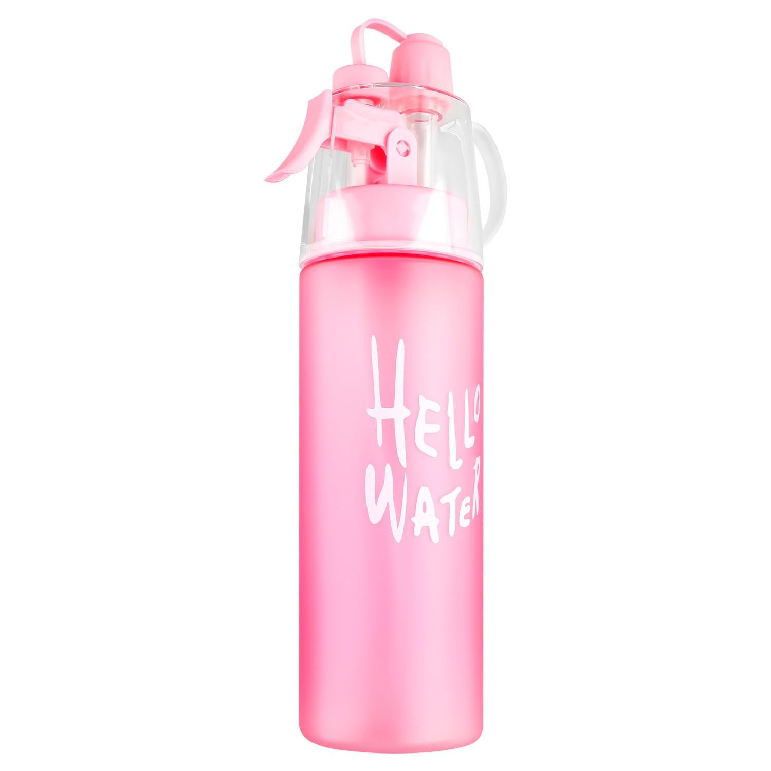 wellrun 580ML Sports Water Bottle with Spray Mist,Portable Leakproof Multi-Function Hydration Drinking Bottle for Outdoor,Fitness,Cycling, Climbing,Hiking,Flip Straw(Matte Pink)