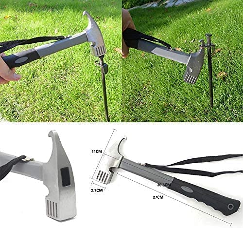 Zeltheringe & Hammer Set – 8 Stück 40,6 Cm Stahl-Heringe + 30,5 Cm Hammer + Tasche