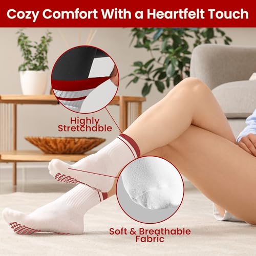Image of Pilates Socks- Mid Calf Grippy Anti-Slip Socks for Pilates, Yoga and More