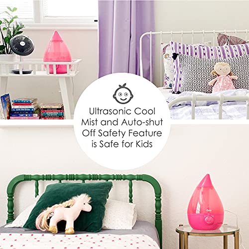Image of Crane Ultrasonic Humidifiers for Bedroom and Office, 1 Gallon Cool Mist Air Humidifier for Large Room and Home, Humidifier Filters Optional, Pink