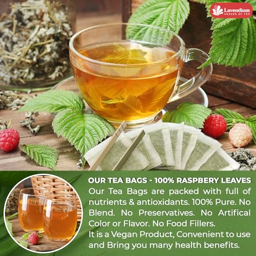 Image of Lavendium Raspberry Leaf Tea Bags, Red Raspberry Leaf Tea, 60 Count