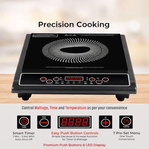 Image of Pegion rapido|prime|engnite| Induction Cooktop, 1800 Watt, Black, with Timer and Multiple Cooking Functions