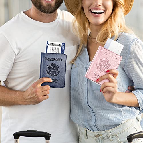 Image of Passport and Vaccine Card Holder Combo, Passport Holder with Vaccine Card Slot, Passport Wallet, Passport Cover, Passport Case, Passport Holder for Women and Men(AB-Dark blue)
