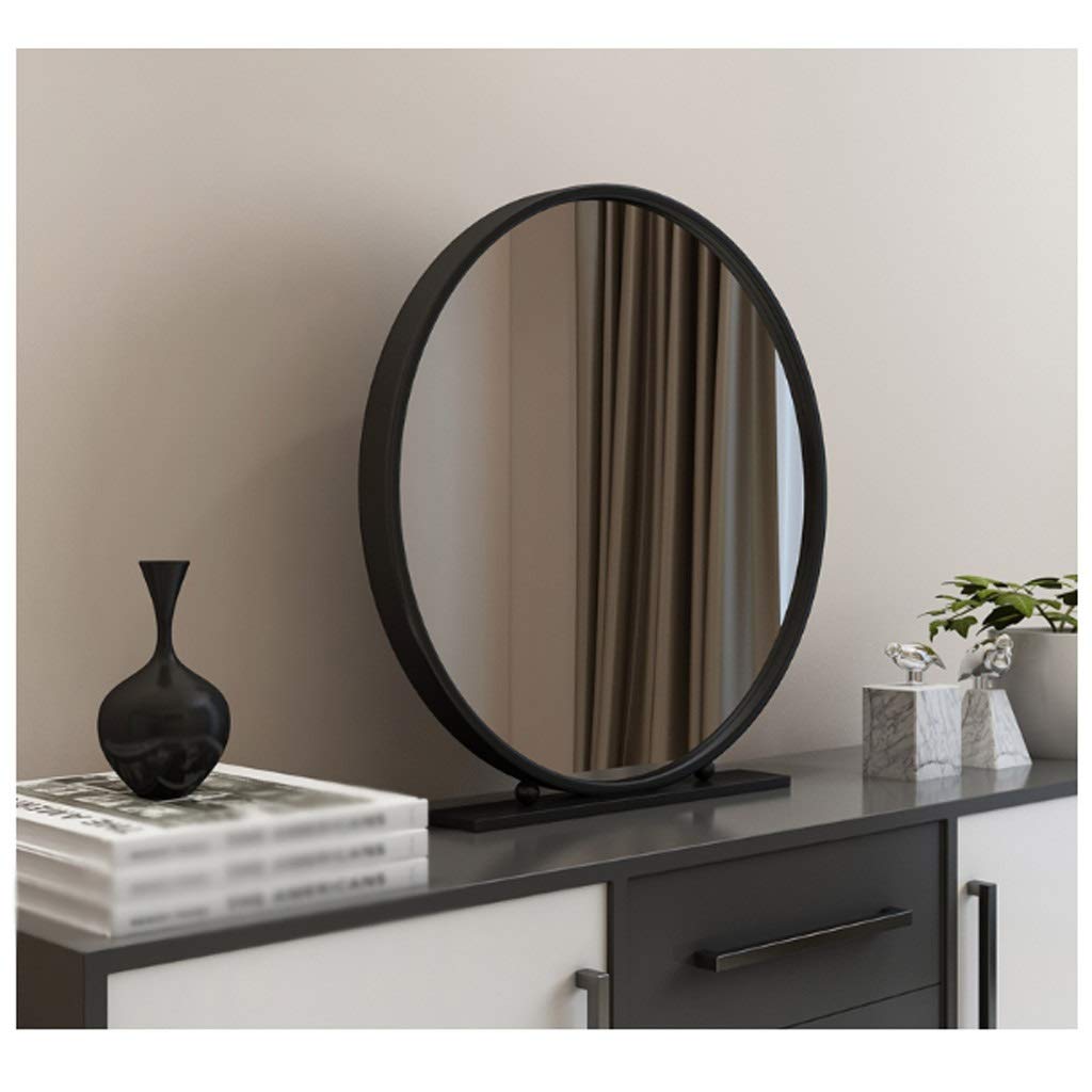 Specchio Espejo Redondo Grande para baño, Espejo Decorativo antiguo para comedor y Sala de estar, Espejo Redondo de Metal Negro (Tamaño: 40 cm)