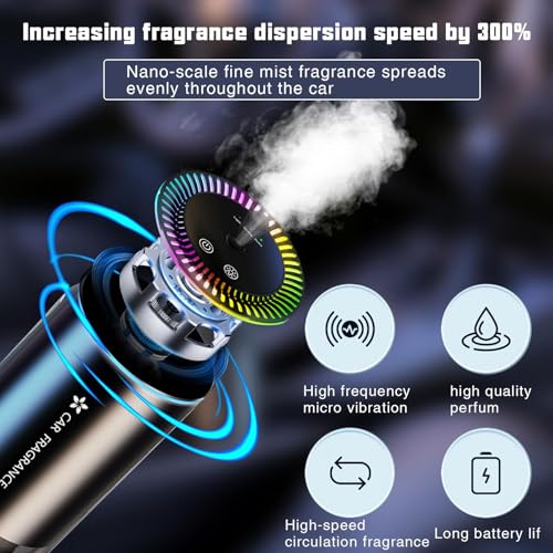 Image of Smart Car Air Freshener Diffuser with Starry Sky Projection and 50ml Perfume, 3 Mode Adjustable Rechargeable Car Aroma Diffuser,Auto On /Off Intelligent (Encounter)