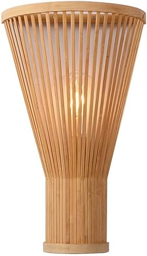 Lámpara de pared de ratán de bambú bohemio tejida a mano, decoración de interiores de granja, mimbre vintage, lámpara de pared para sala de estar,