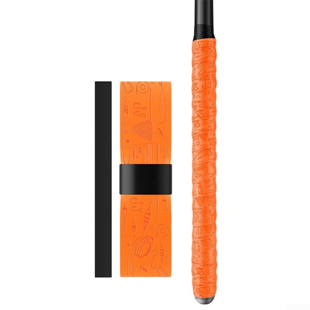 SiSinkal Fishing Rod Strap High Elasticity Shock Absorption PU Waterproof Anti Slip Grip Tape for Rod Building Repair Protection 2m Length(1.5m orange)
