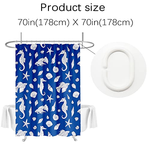 Berkin Arts Bathroom Shower Curtain Set 70x70 Inch Waterproof Polyester with Hooks Lyco Art Seahorses Elegant Coral Sea Bottom Ornate Sea Background - Image 2