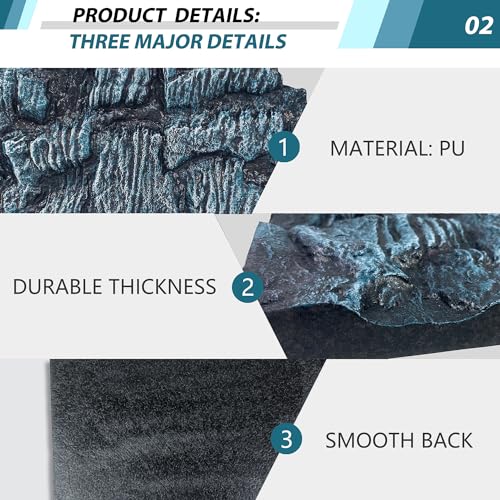Image of 23.6x17.7in Rock Terrarium Background,3D Reptile Tank Background Board,Amphibian Stereo Backdrop Wall,Lizard Snake Gecko Spider Turtle Fish pet silo Background Decorative Panel(Blue)