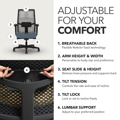 Image of HON Ignition 2.0 ReActiv Ergonomic Office Chair, Lumbar Support, Nimbus
