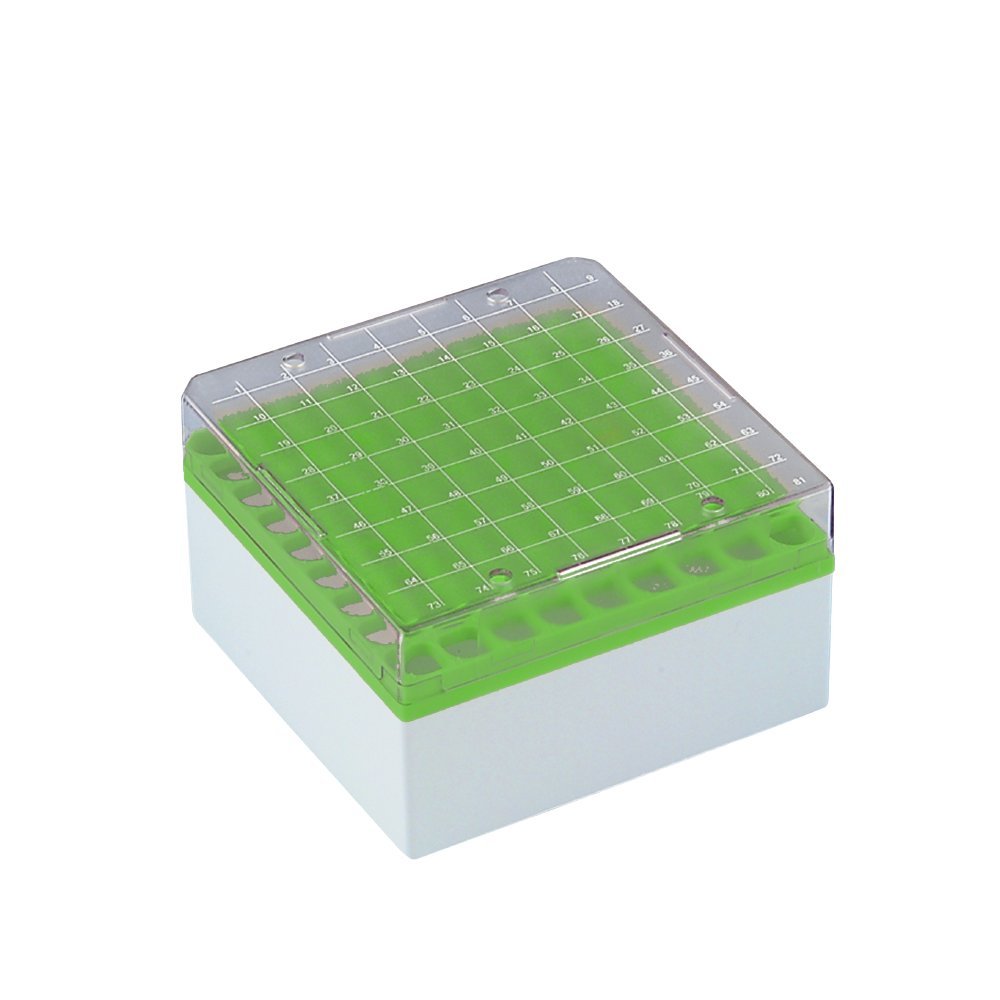 Neolab 7 8036 Kryo PC - Cajas de almacenaje (81 puntos, 6 unidades), color verde