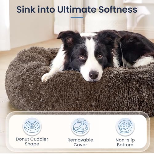 Image of JOLLYVOGUE Washable Dog Beds Large Sized Dog, 36 Inch Donut Large Dog Bed