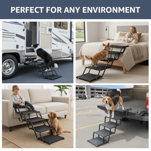 Oiilores Extra Wide 5-Step Dog Stairs